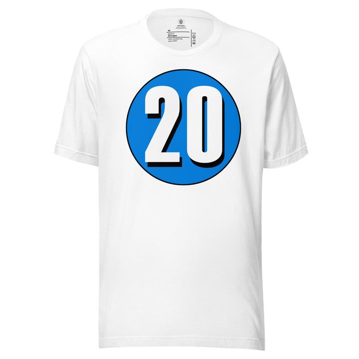 Unisex t-shirt: White on Blue 20