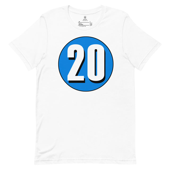 Unisex t-shirt: White on Blue 20