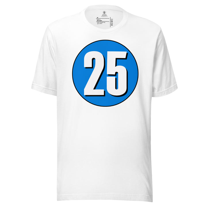 Unisex t-shirt: White on Blue 25