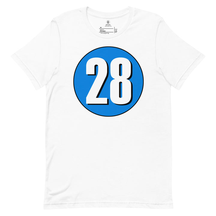 Unisex t-shirt: White on Blue 28