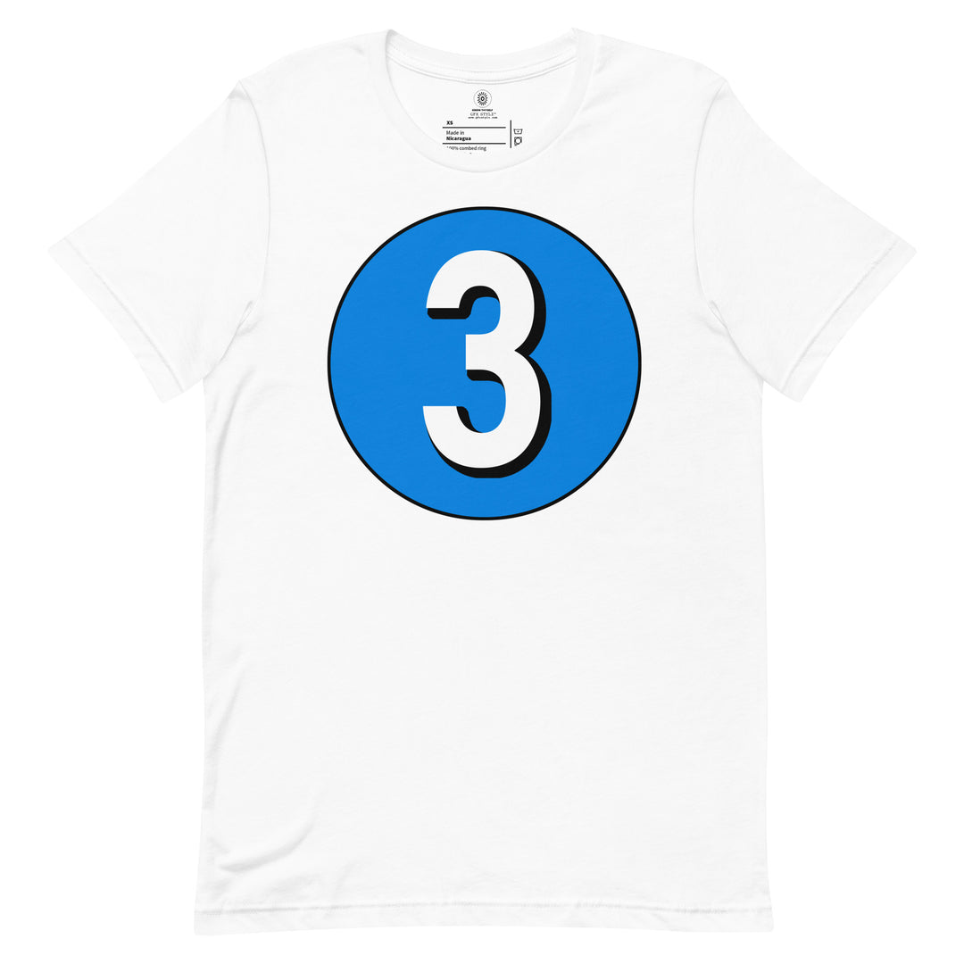 Unisex t-shirt: White on Blue 3