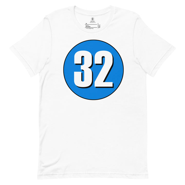 Unisex t-shirt: White on Blue 32