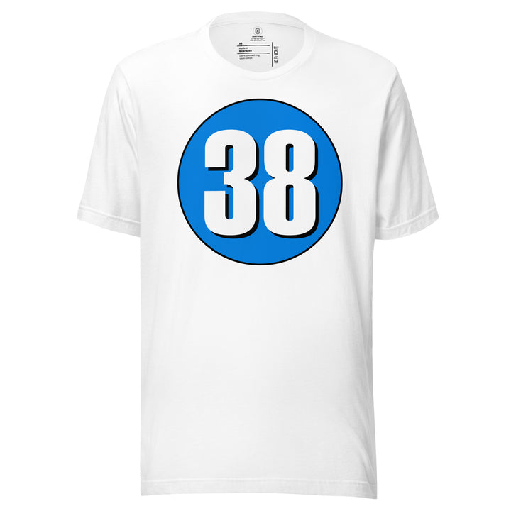 Unisex t-shirt: White on Blue 38