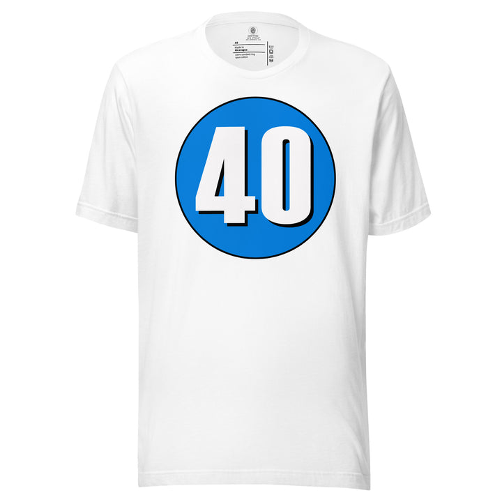 Unisex t-shirt: White on Blue 40