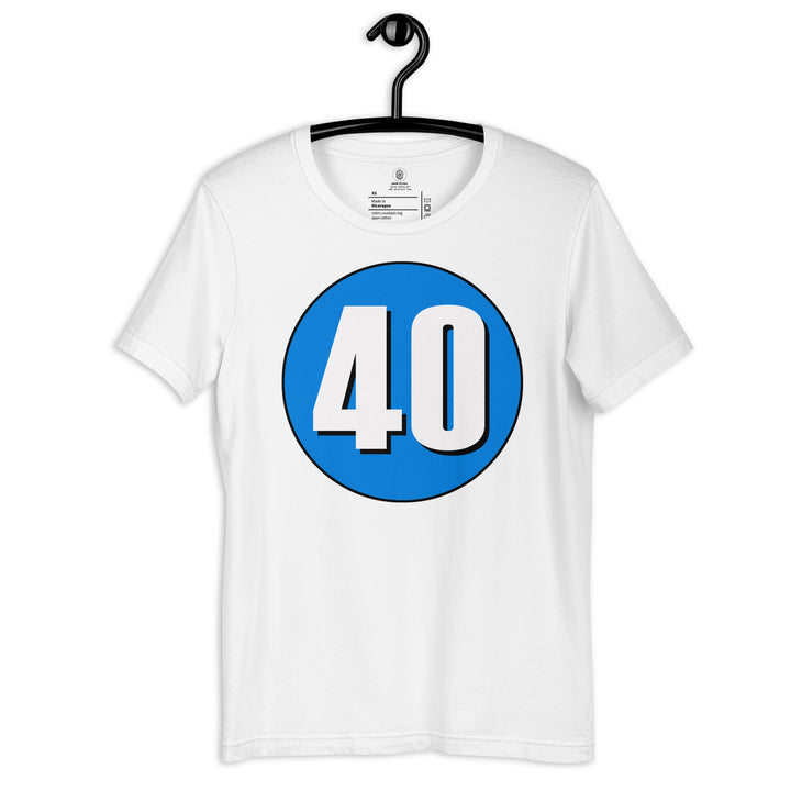 Unisex t-shirt: White on Blue 40