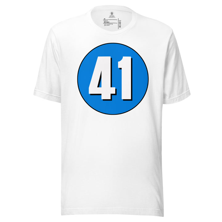 Unisex t-shirt: White on Blue 41