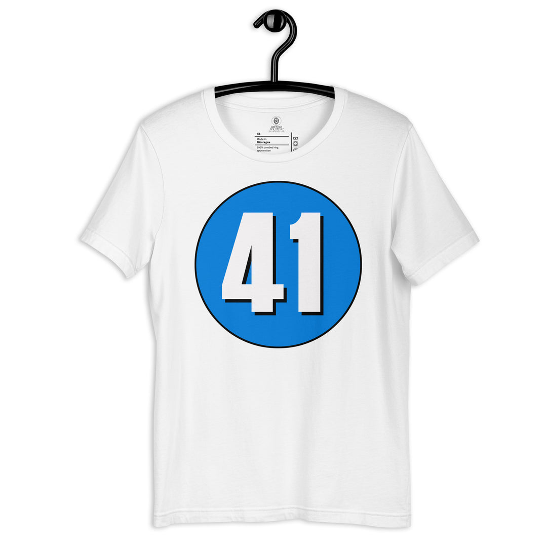 Unisex t-shirt: White on Blue 41