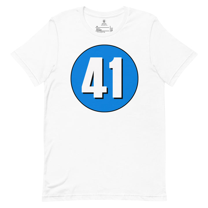 Unisex t-shirt: White on Blue 41