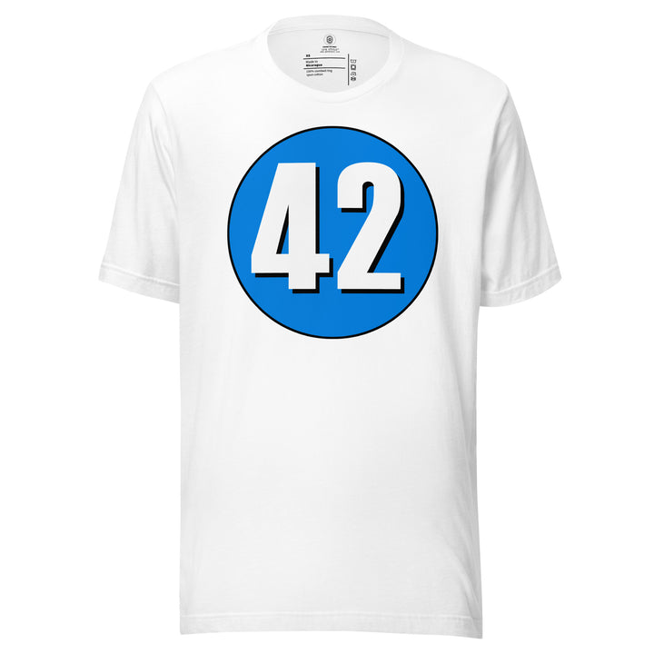 Unisex t-shirt: White on Blue 42