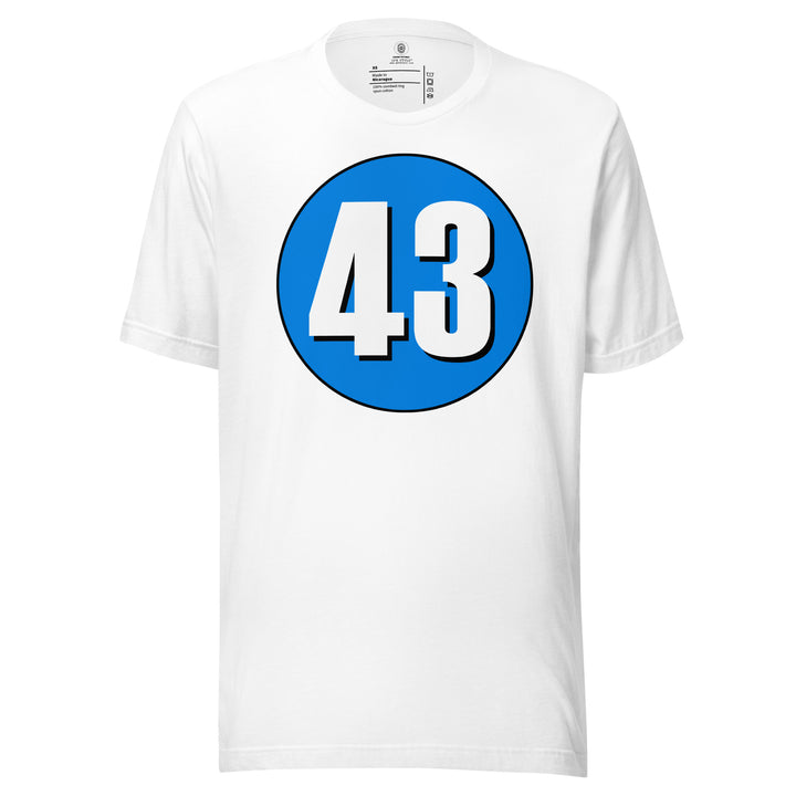 Unisex t-shirt: White on Blue 43