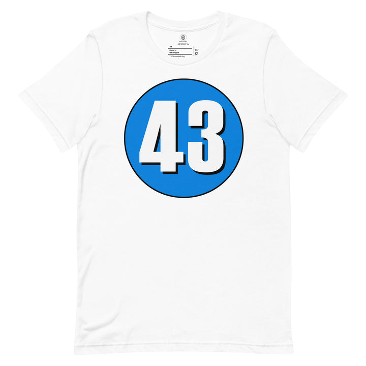 Unisex t-shirt: White on Blue 43