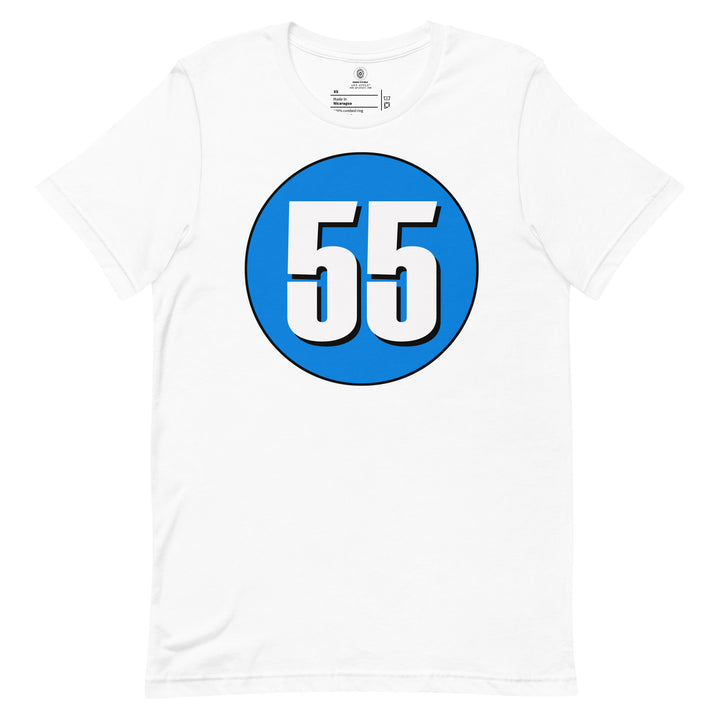 Unisex t-shirt: White on Blue 55