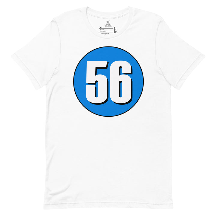 Unisex t-shirt: White on Blue 56