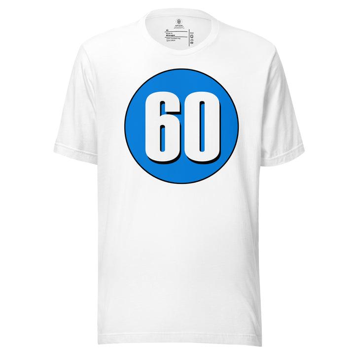 Unisex t-shirt: White on Blue 60