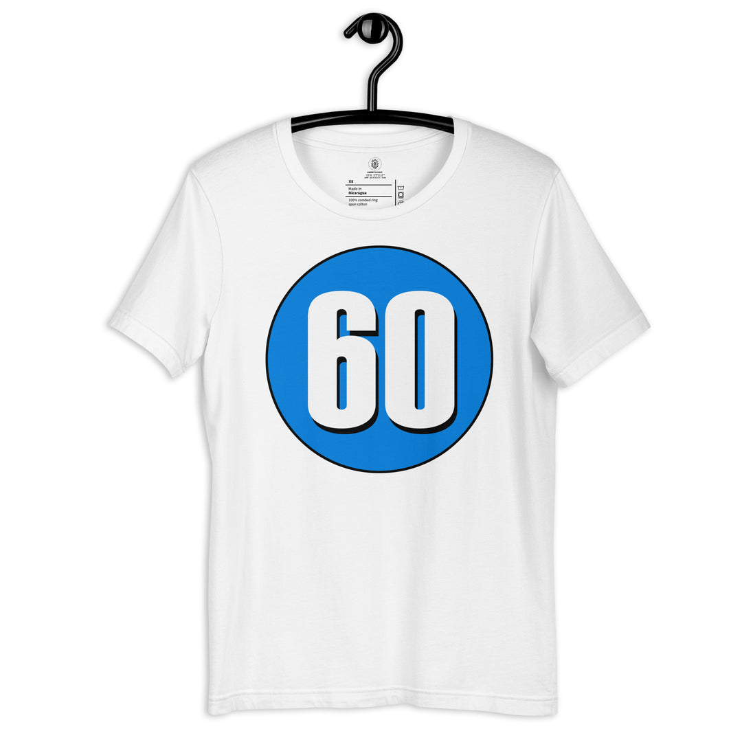 Unisex t-shirt: White on Blue 60