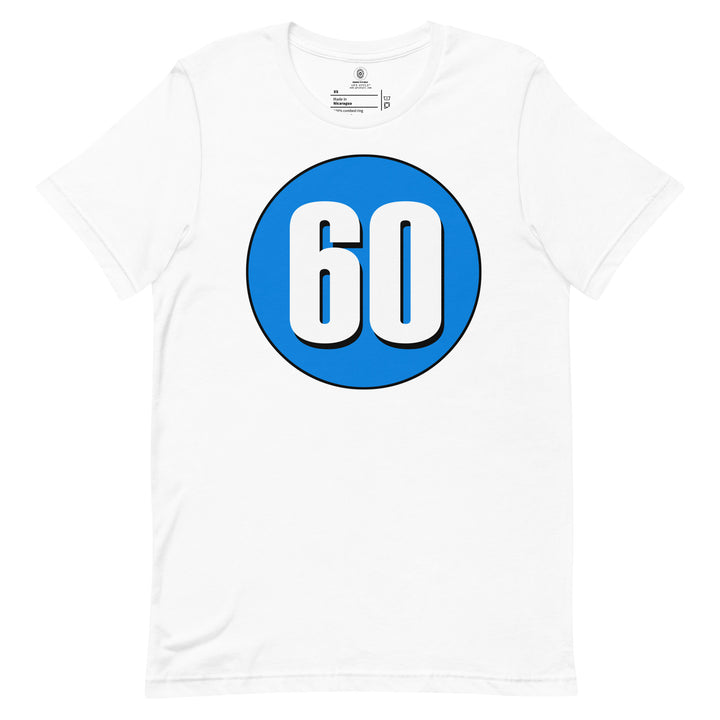 Unisex t-shirt: White on Blue 60