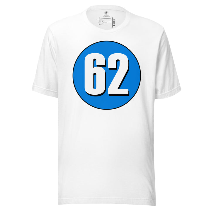 Unisex t-shirt: White on Blue 62