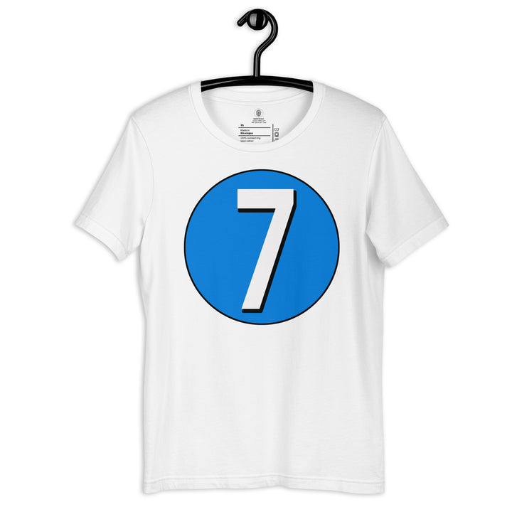 Unisex t-shirt: White on Blue 7