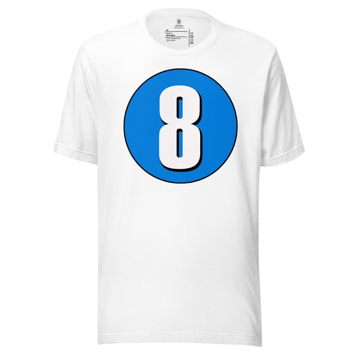 Unisex t-shirt: White on Blue 8