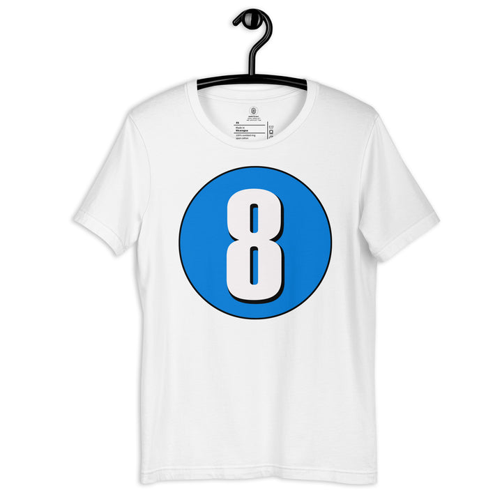 Unisex t-shirt: White on Blue 8