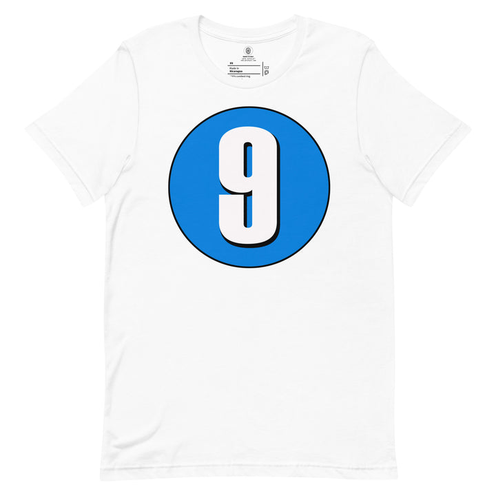 Unisex t-shirt: White on Blue 9