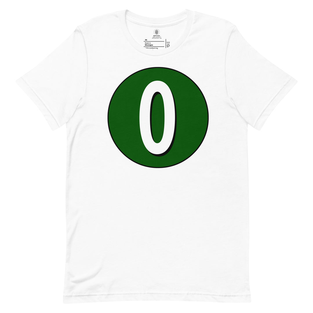 Unisex t-shirt: White on Hunter Green 0