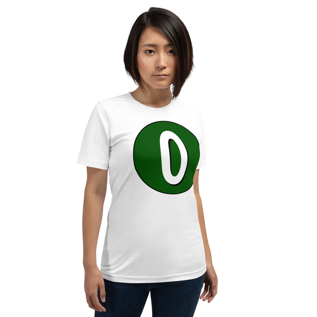 Unisex t-shirt: White on Hunter Green 0