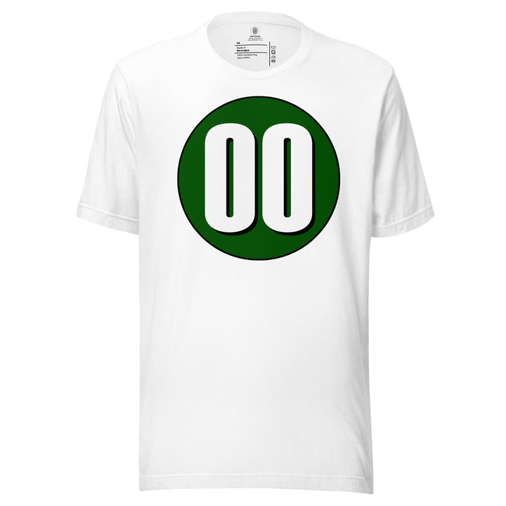 Unisex t-shirt: White on Hunter Green 00