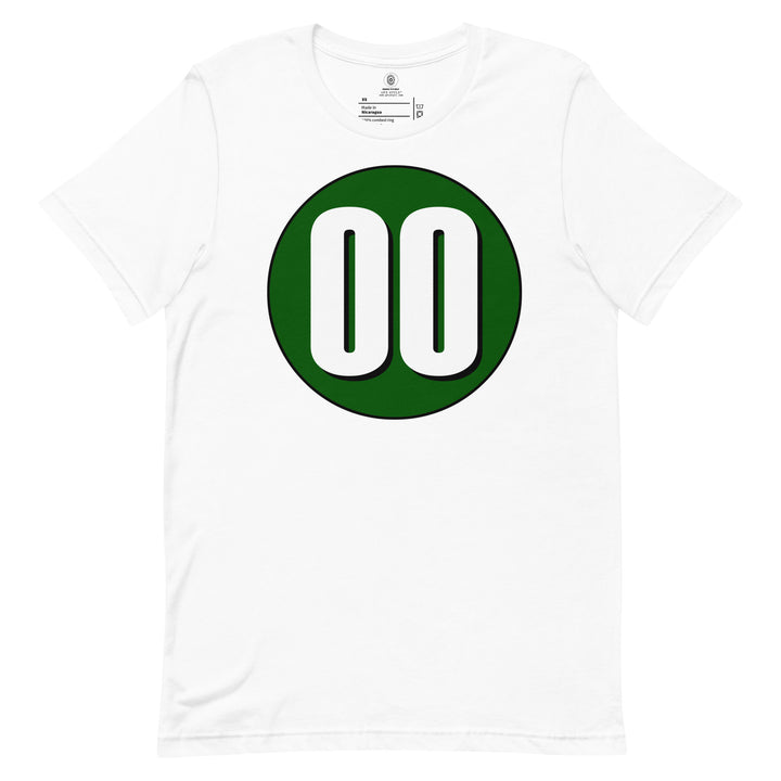 Unisex t-shirt: White on Hunter Green 00