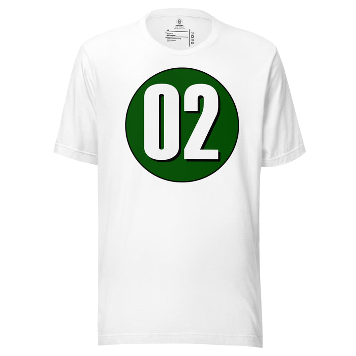 Unisex t-shirt: White on Hunter Green 02