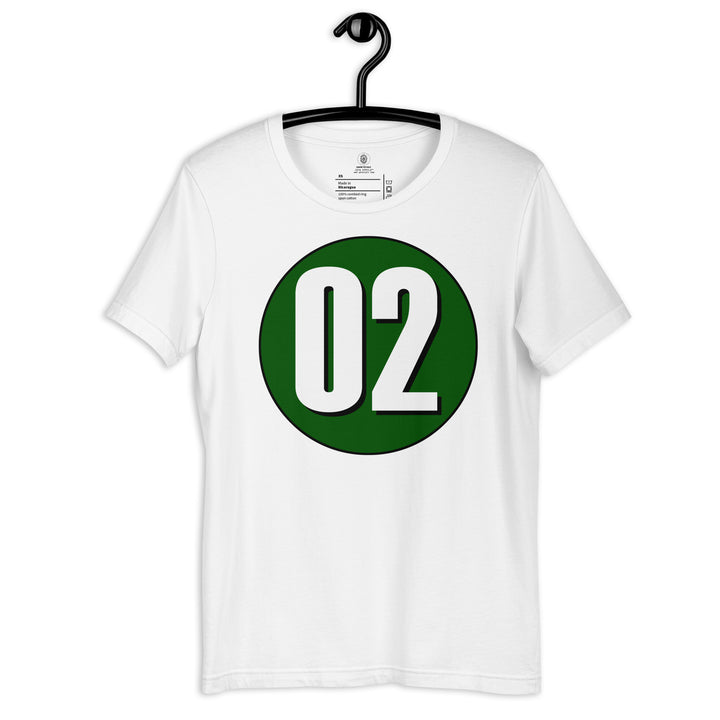 Unisex t-shirt: White on Hunter Green 02