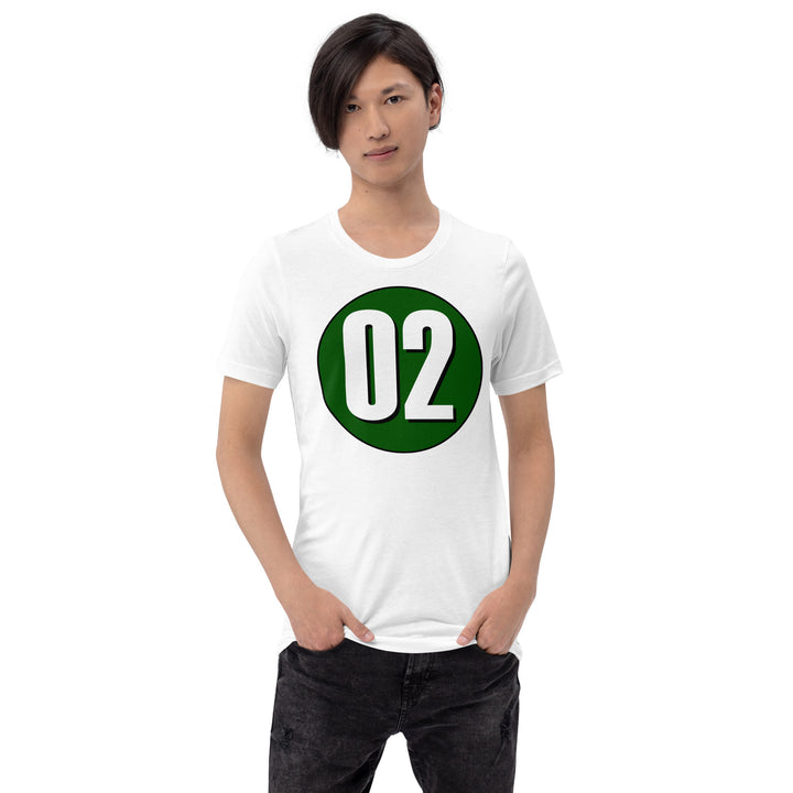 Unisex t-shirt: White on Hunter Green 02