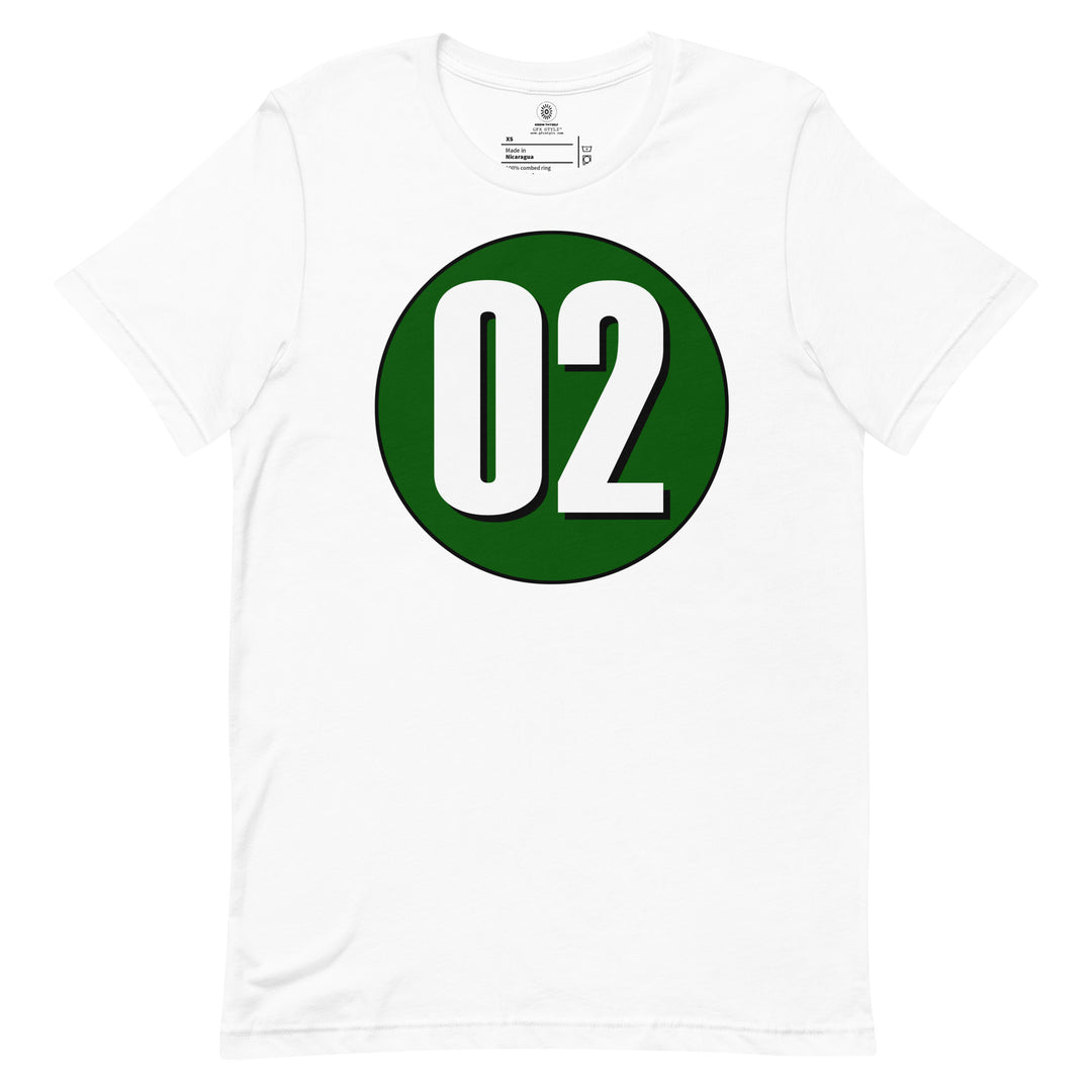 Unisex t-shirt: White on Hunter Green 02