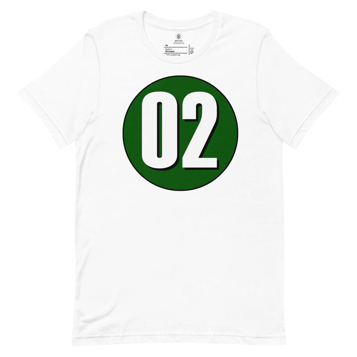 Unisex t-shirt: White on Hunter Green 02