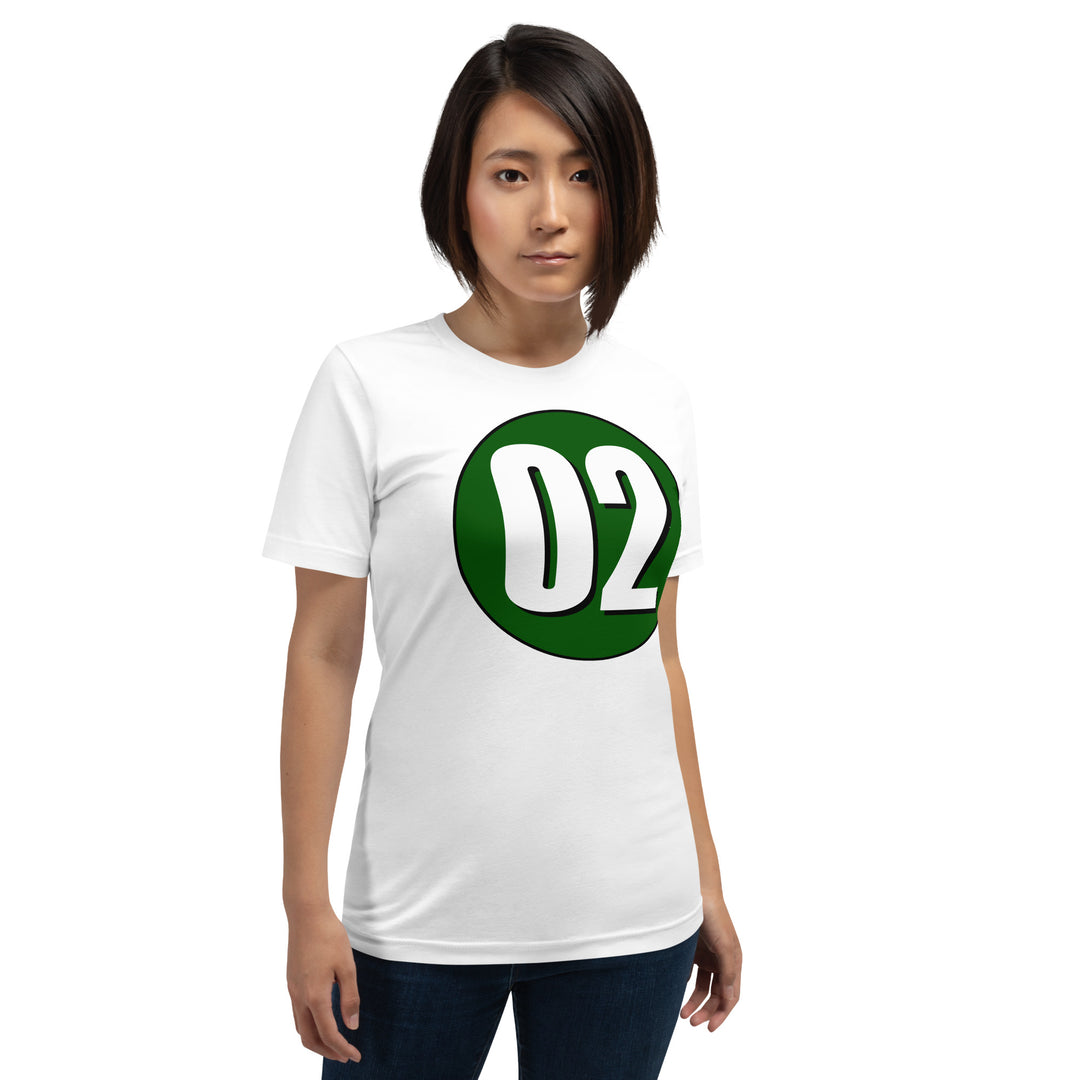 Unisex t-shirt: White on Hunter Green 02