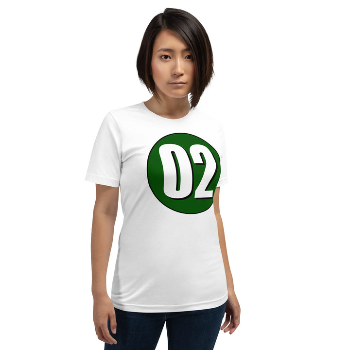 Unisex t-shirt: White on Hunter Green 02