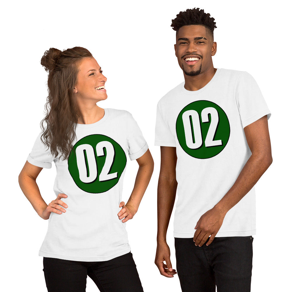 Unisex t-shirt: White on Hunter Green 02