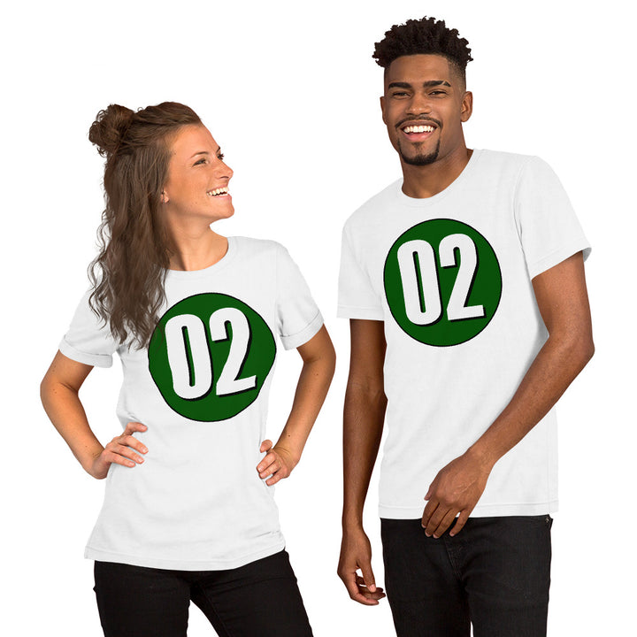 Unisex t-shirt: White on Hunter Green 02