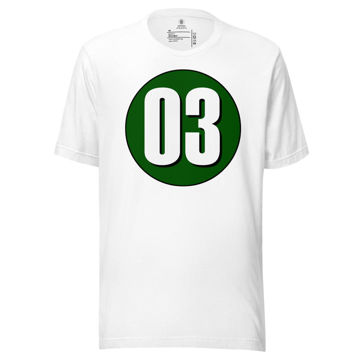 Unisex t-shirt: White on Hunter Green 03