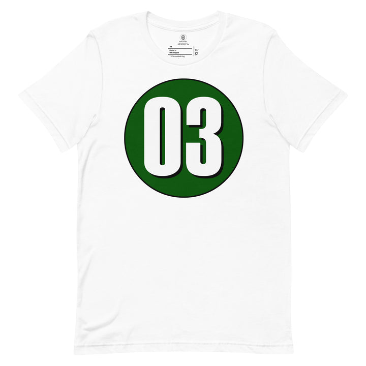 Unisex t-shirt: White on Hunter Green 03