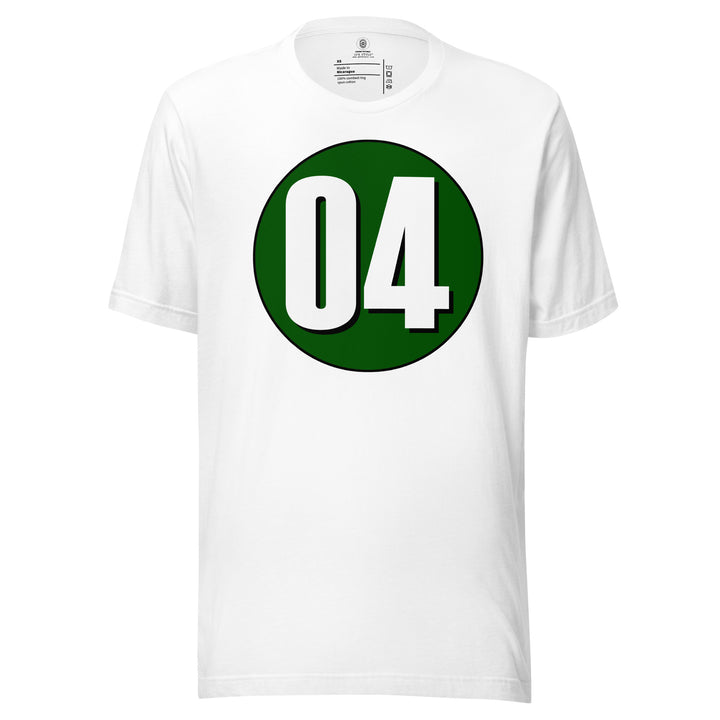 Unisex t-shirt: White on Hunter Green 04