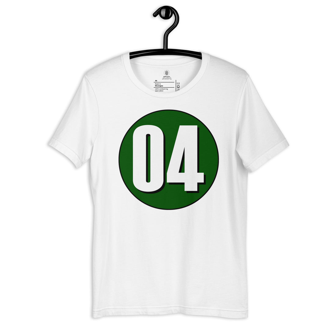 Unisex t-shirt: White on Hunter Green 04