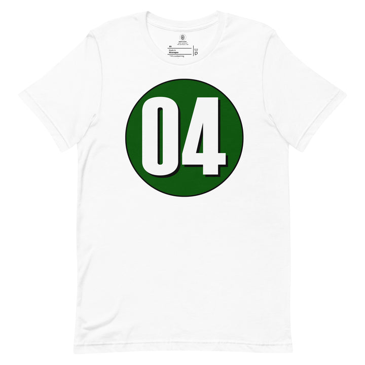 Unisex t-shirt: White on Hunter Green 04