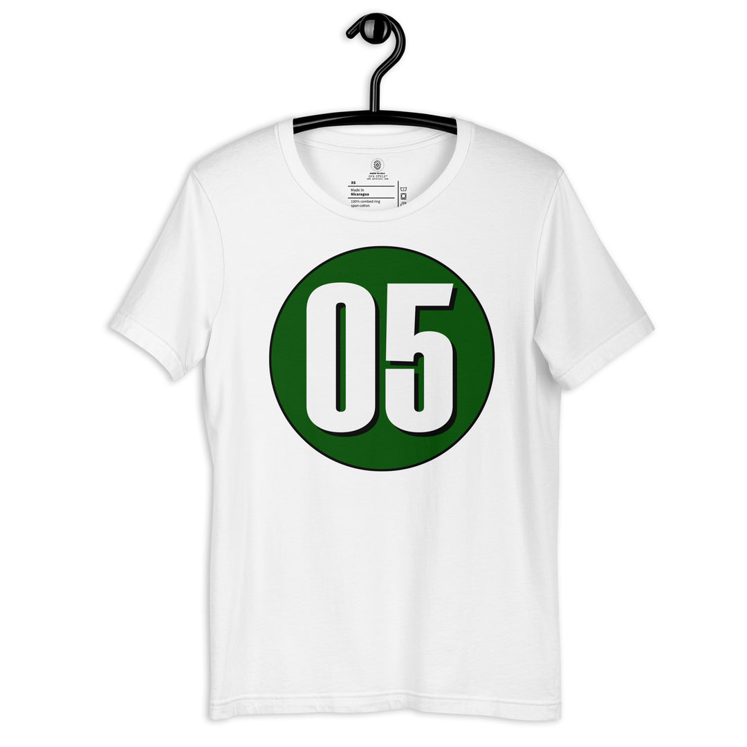 Unisex t-shirt: White on Hunter Green 05