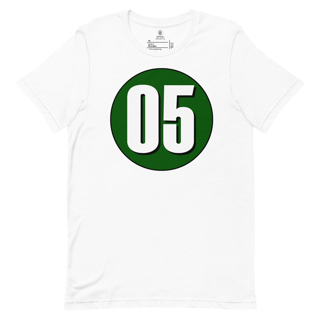 Unisex t-shirt: White on Hunter Green 05