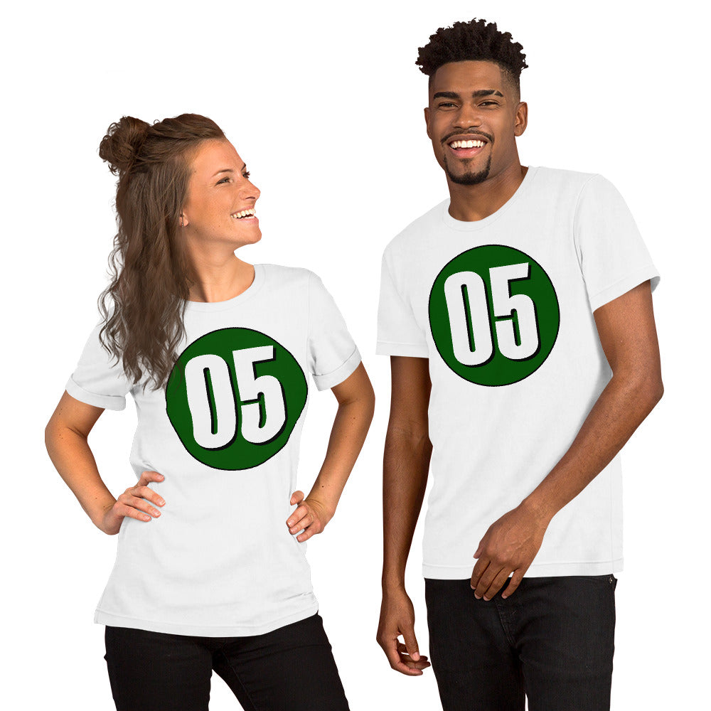 Unisex t-shirt: White on Hunter Green 05