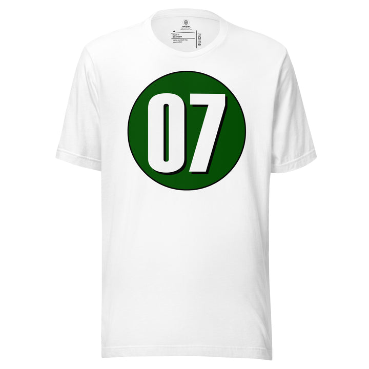 Unisex t-shirt: White on Hunter Green 07