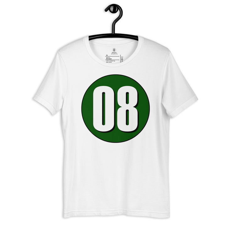 Unisex t-shirt: White on Hunter Green 08