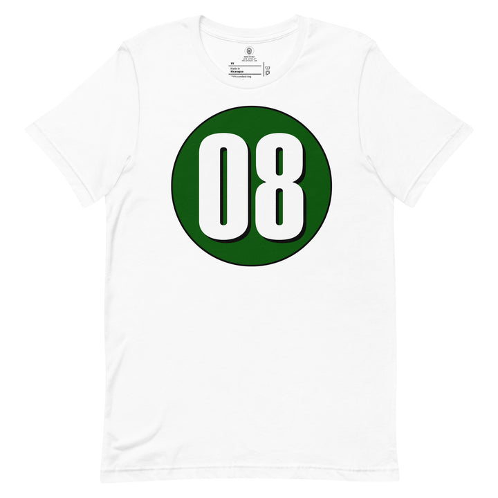 Unisex t-shirt: White on Hunter Green 08