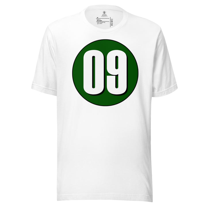 Unisex t-shirt: White on Hunter Green 09